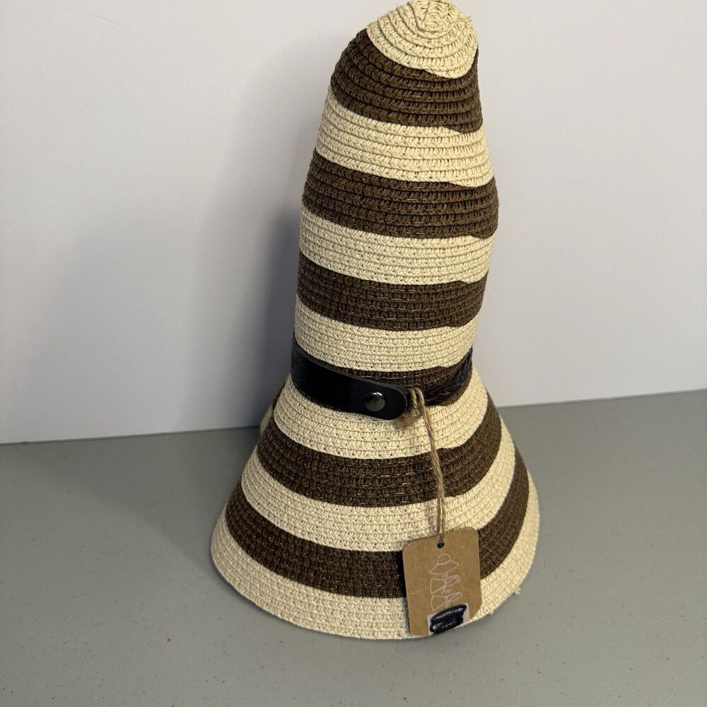 Sunlily Roll-N-Go Wide Brim Sun Hat Striped Packable Travel Beach Hat NWT
